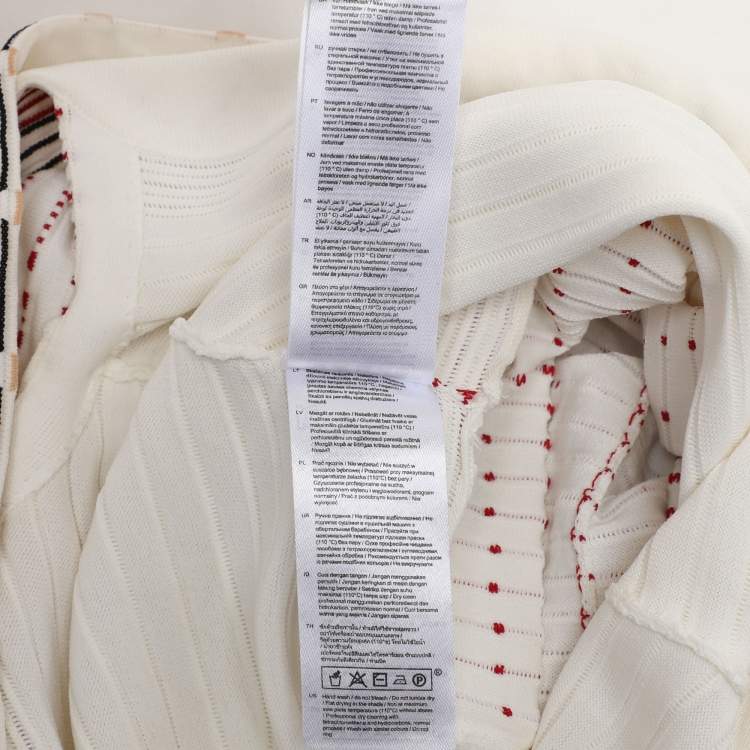 مملوكة مسبقًا Maje White Striped Stretch Knit Midi Dress S