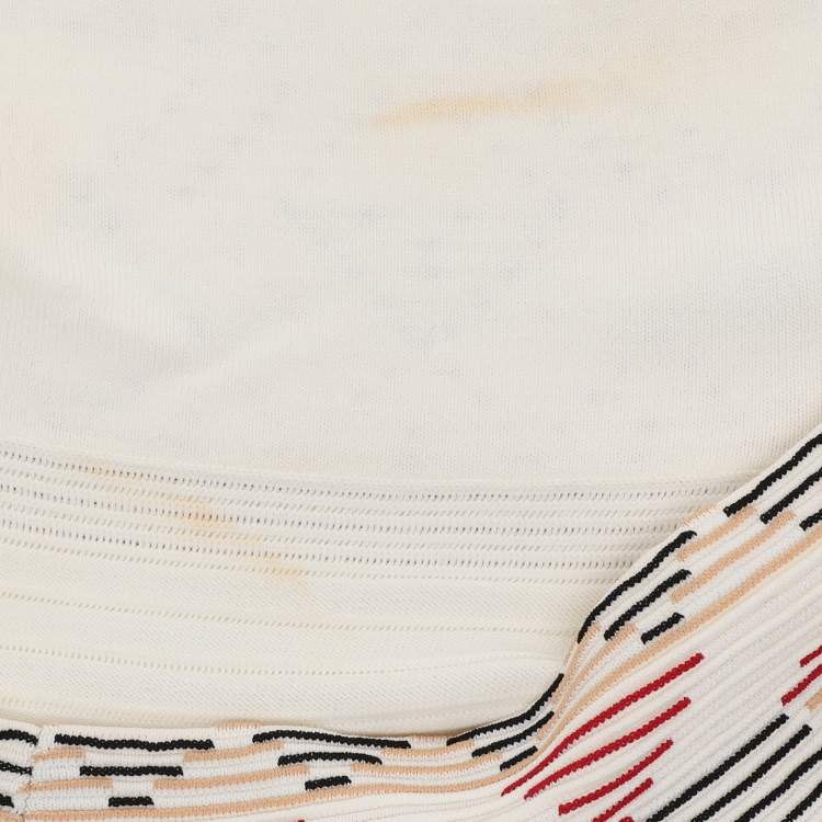مملوكة مسبقًا Maje White Striped Stretch Knit Midi Dress S