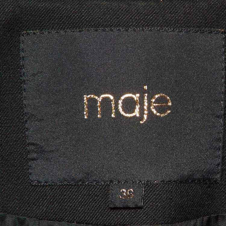 Pre Owned Maje Black Wool Double Breasted Blazer S