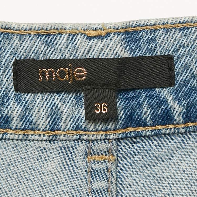 Pre Owned Maje Blue Denim Straight Leg Jeans Waist 27"