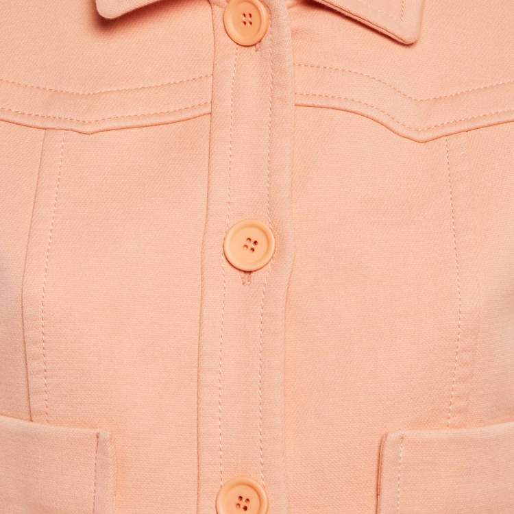 Pre Owned Maje Light Orange Cotton Button Front Cropped Jacket M