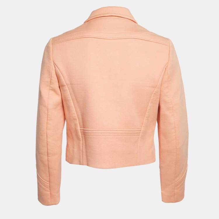 Pre Owned Maje Light Orange Cotton Button Front Cropped Jacket M