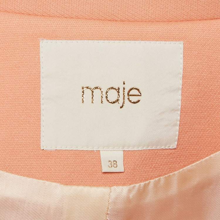 Pre Owned Maje Light Orange Cotton Button Front Cropped Jacket M