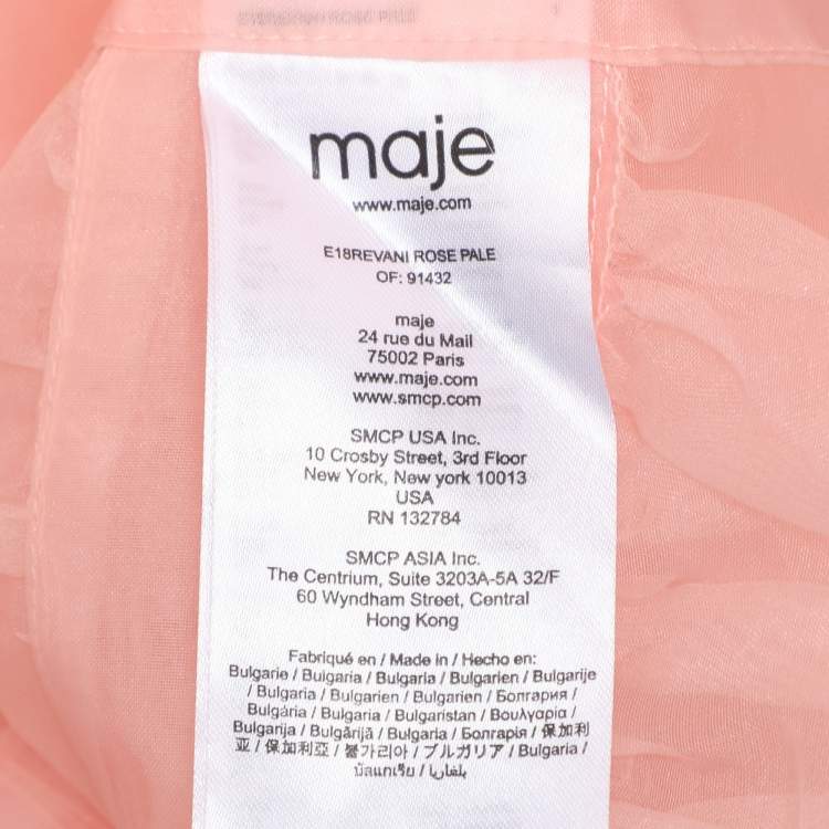 مملوكة مسبقًا Maje Rose Pale Organza Belted Mini Shirt Dress S