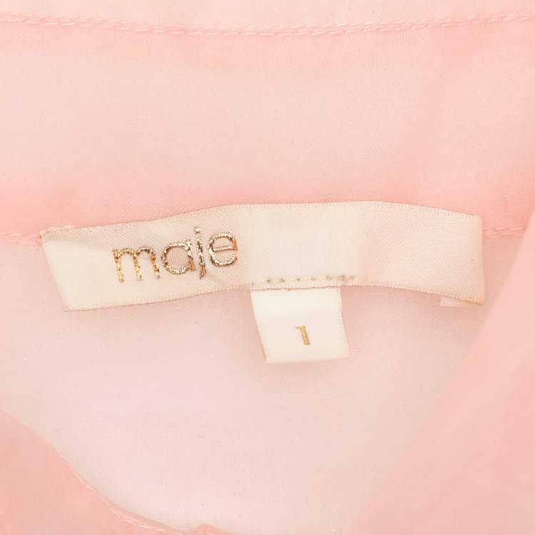 مملوكة مسبقًا Maje Rose Pale Organza Belted Mini Shirt Dress S