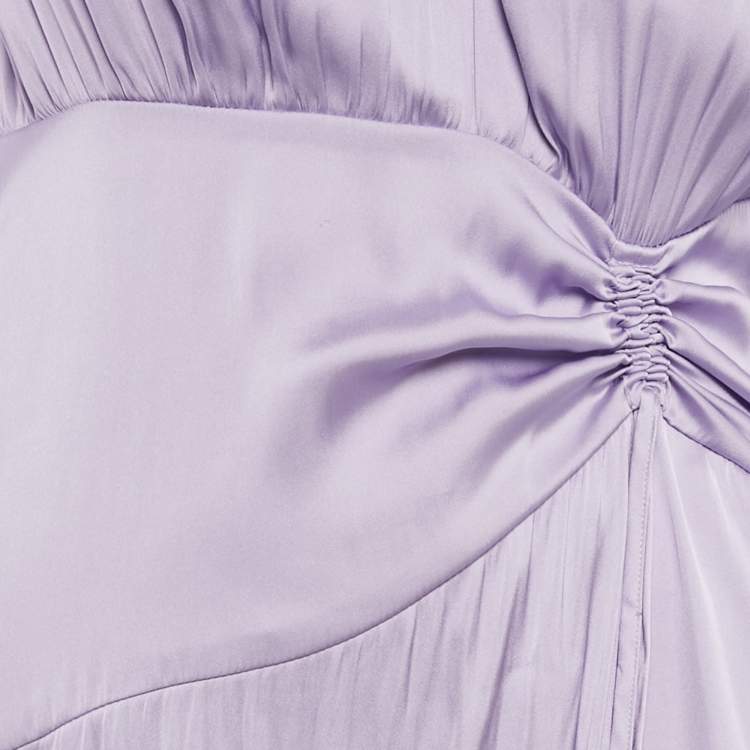 مملوكة مسبقًا Maje Purple Satin Flounce Maxi Dress XS