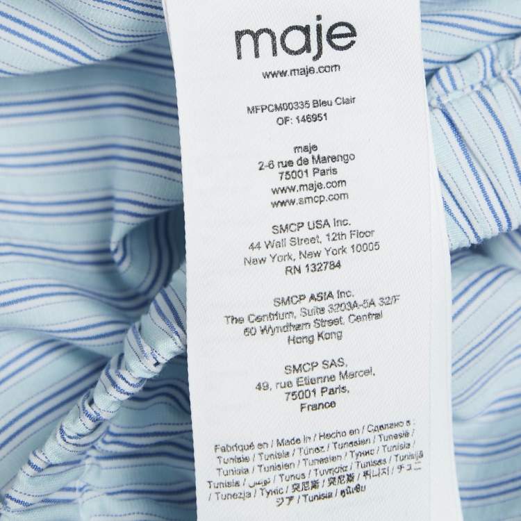 Pre Owned Maje Blue Striped Cotton Crop Shirt S