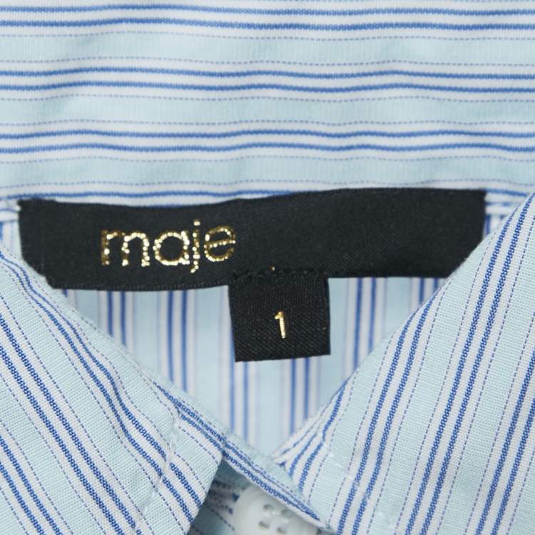 Pre Owned Maje Blue Striped Cotton Crop Shirt S