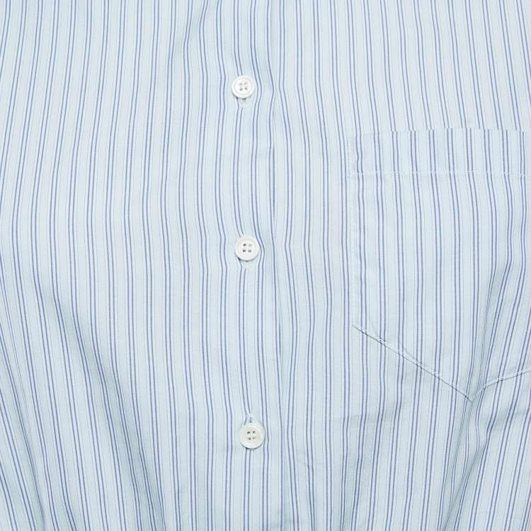 Pre Owned Maje Blue Striped Cotton Crop Shirt S