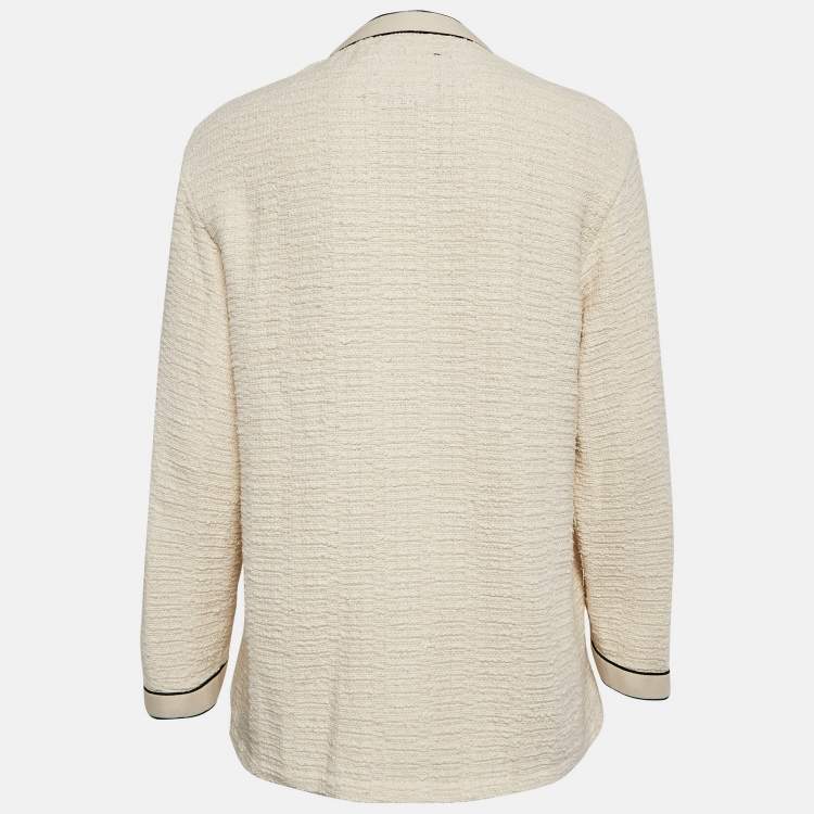 Pre Owned Maje Cream Tweed Button Front Jacket L