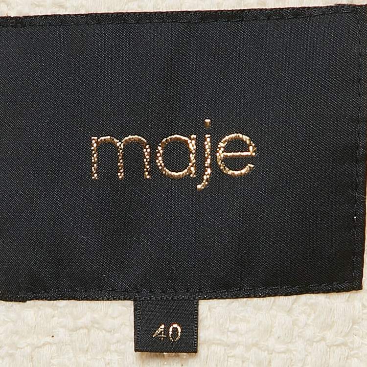 Pre Owned Maje Cream Tweed Button Front Jacket L