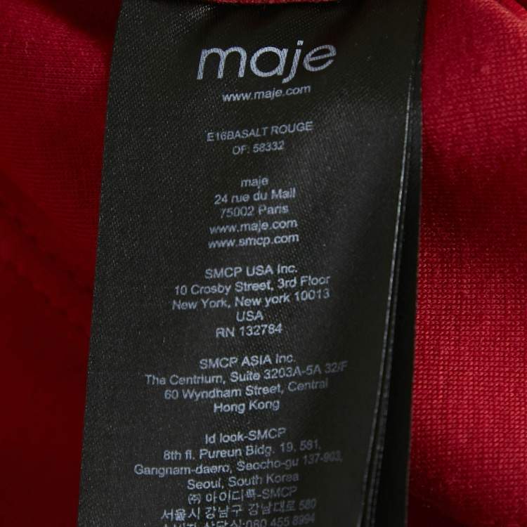 Pre Owned Maje Red Leather Biker Jacket L