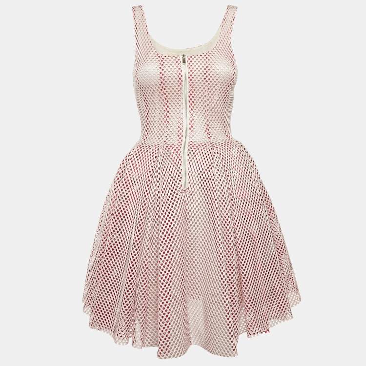 Pre Owned Maje Pink Mesh Flared Sleeveless Mini Dress S
