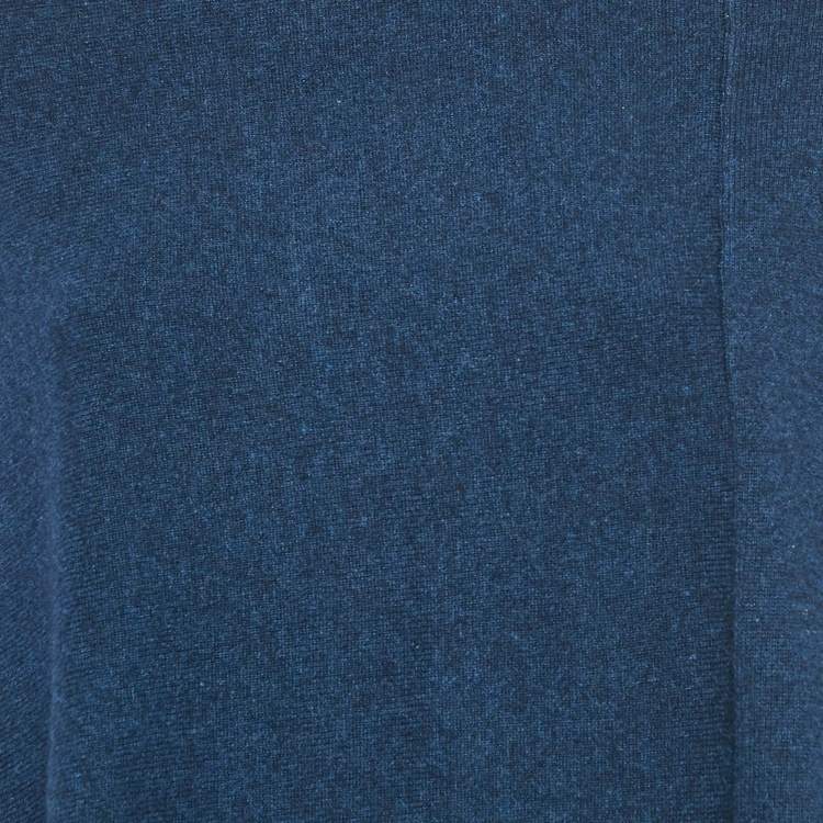 Pre Owned Maje Navy Blue Cashmere Fringed Poncho Top One Size