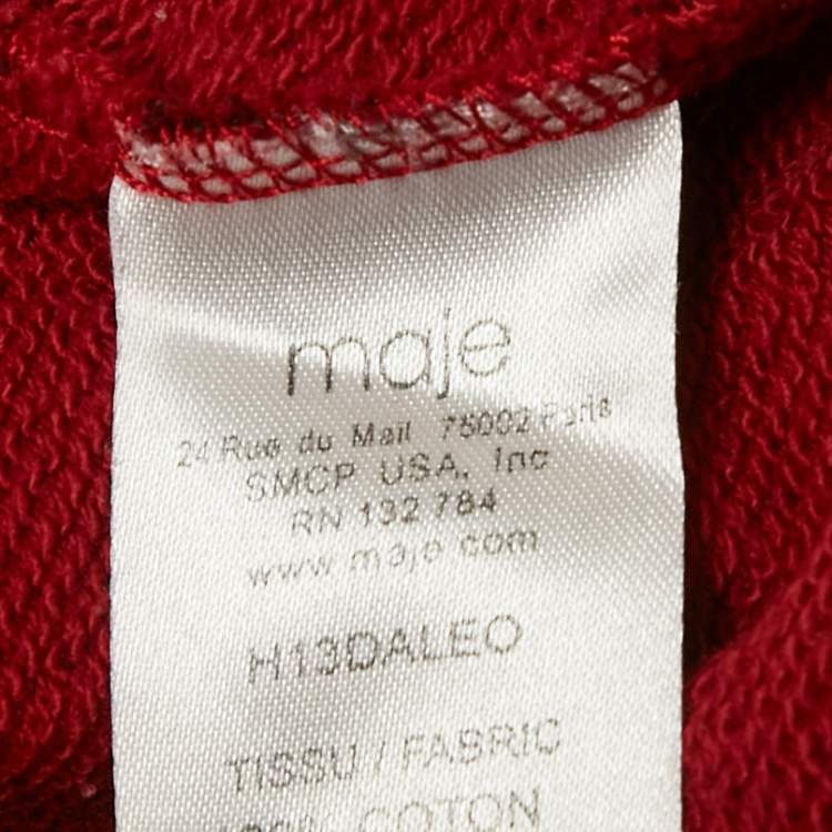 Pre Owned Maje Red Leopard Print Cotton Knit Sweatshirt S