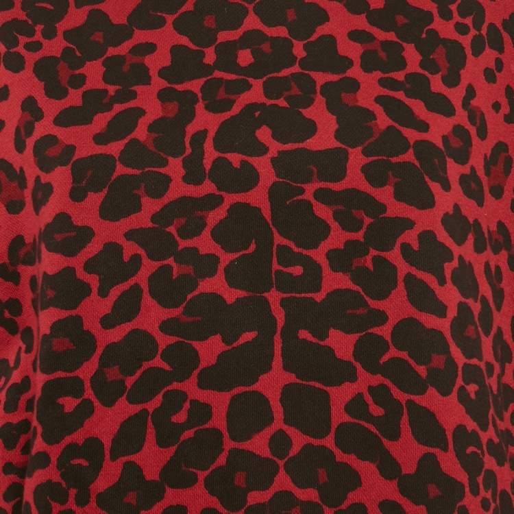 Pre Owned Maje Red Leopard Print Cotton Knit Sweatshirt S