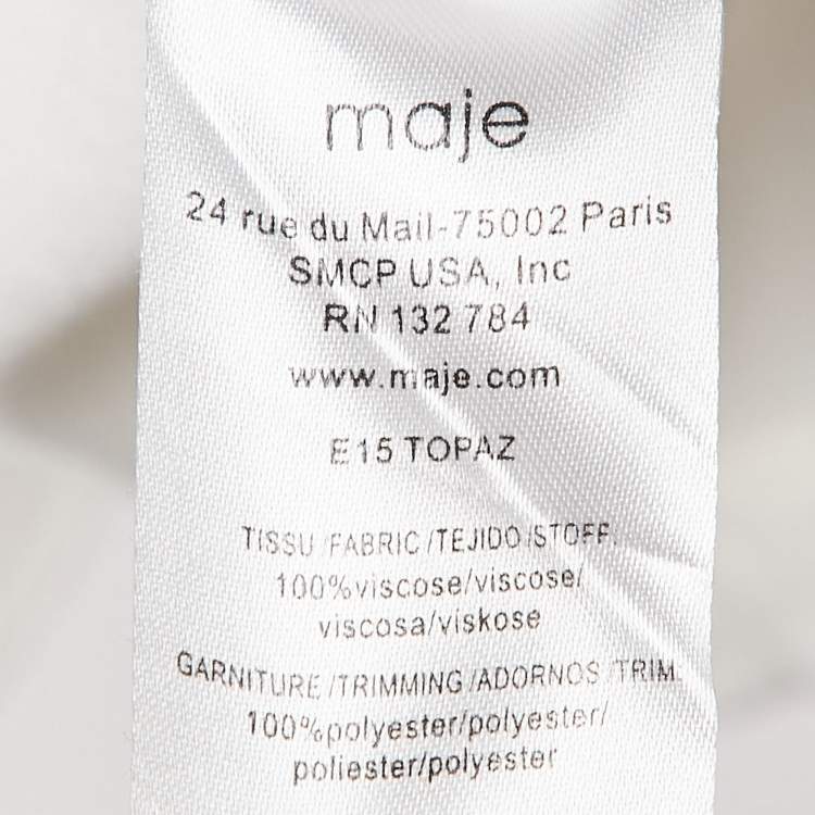 Pre Owned Maje White Stretch Crepe V-Neck Top M