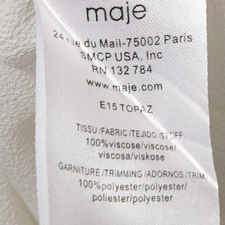 Pre Owned Maje White Stretch Crepe V-Neck Top M
