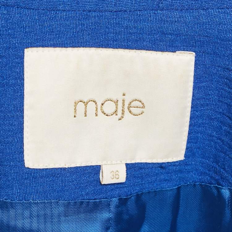 Pre Owned Maje Navy Blue Textured Cotton Blend Overcoat S