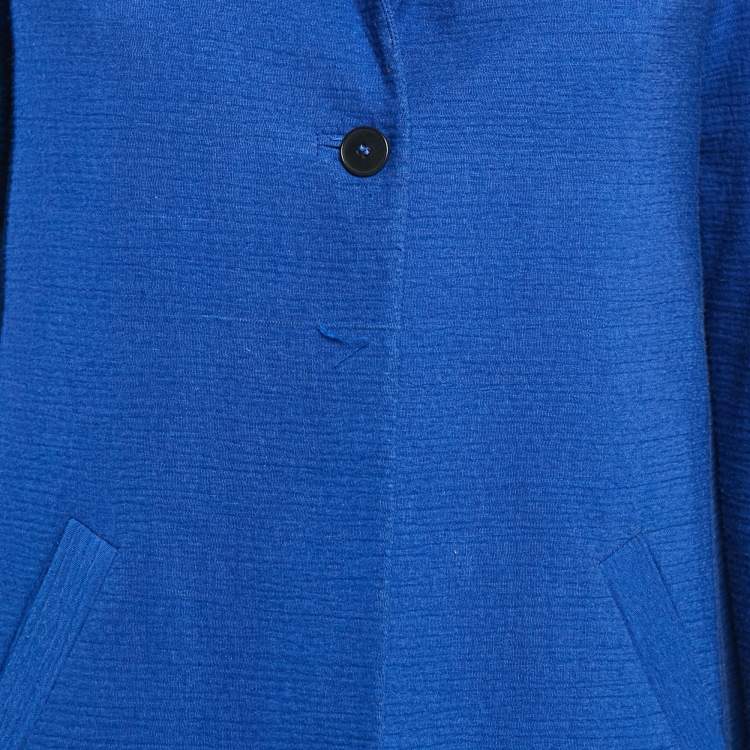 Pre Owned Maje Navy Blue Textured Cotton Blend Overcoat S