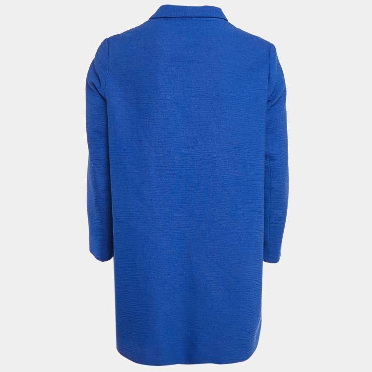 Pre Owned Maje Navy Blue Textured Cotton Blend Overcoat S