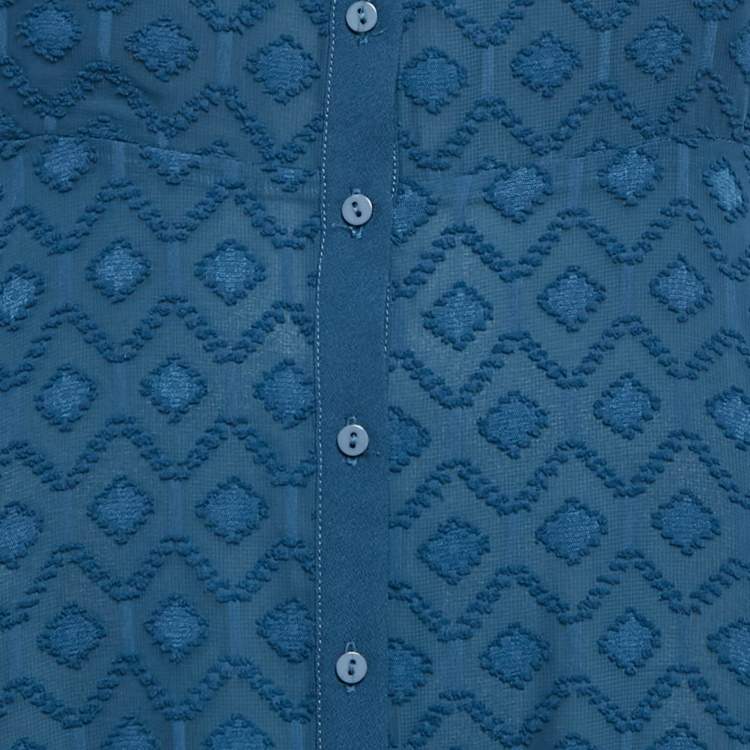 Pre Owned Maje Blue Fil-coupe Crepe Midi Dress S