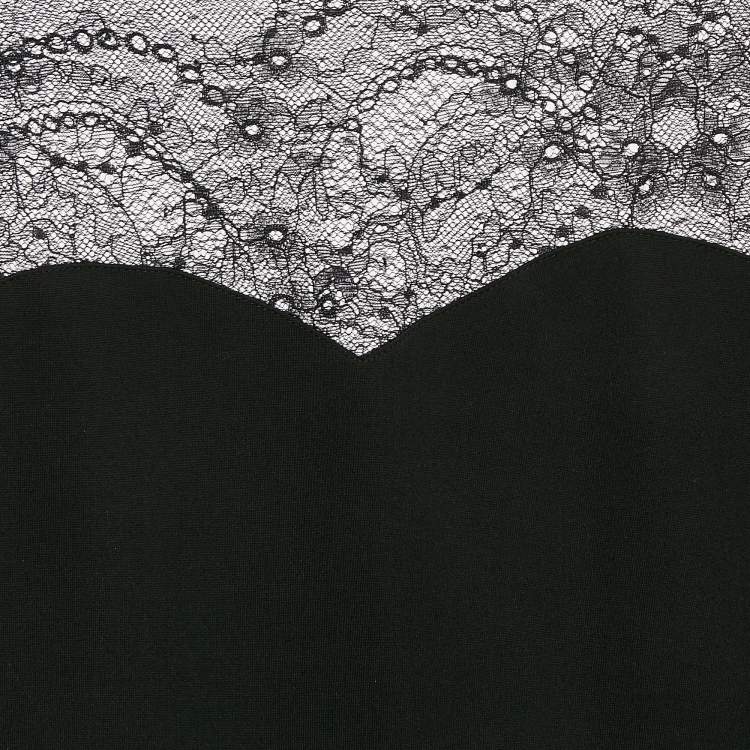 Pre Owned Maje Black Lace Trim Jersey Mini Dress S