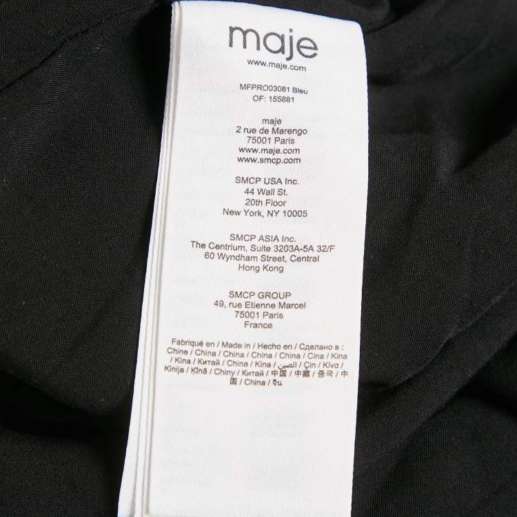 Pre Owned Maje Blue Patterned Stretch Knit Mini Dress M