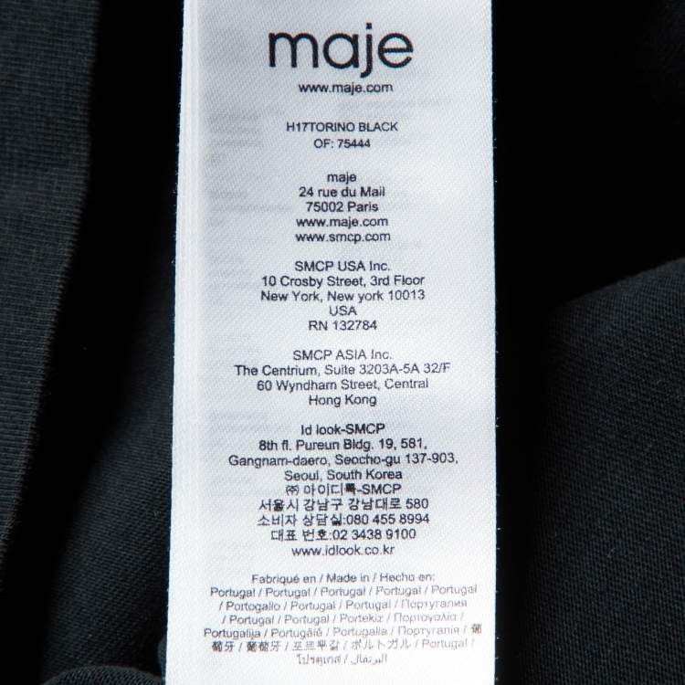 Pre Owned Maje Black Cotton Embroidered Torino Crew Neck T-Shirt L 