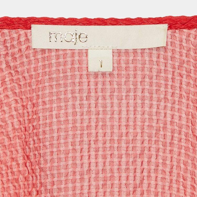 Pre Owned Maje Red Textured Silk Blend Loose Top S