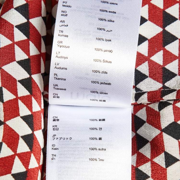Pre Owned Maje Tricolor Geometric Print Silk Button Front Shirt L