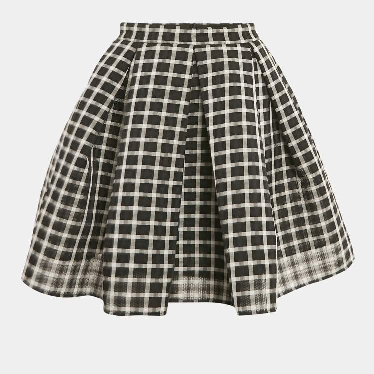 Pre Owned Maje Black Carreaux Synthetic Pleated Jungle Skirt S