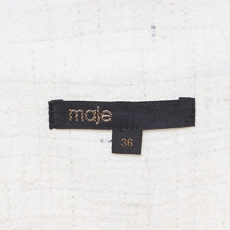 Pre Owned Maje Off White Tweed Button Front Short Dress S