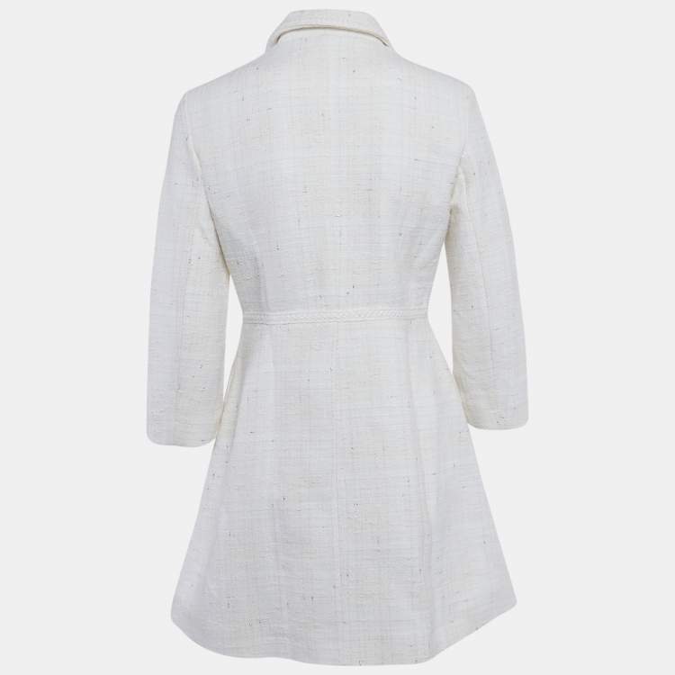 Pre Owned Maje Off White Tweed Button Front Short Dress S