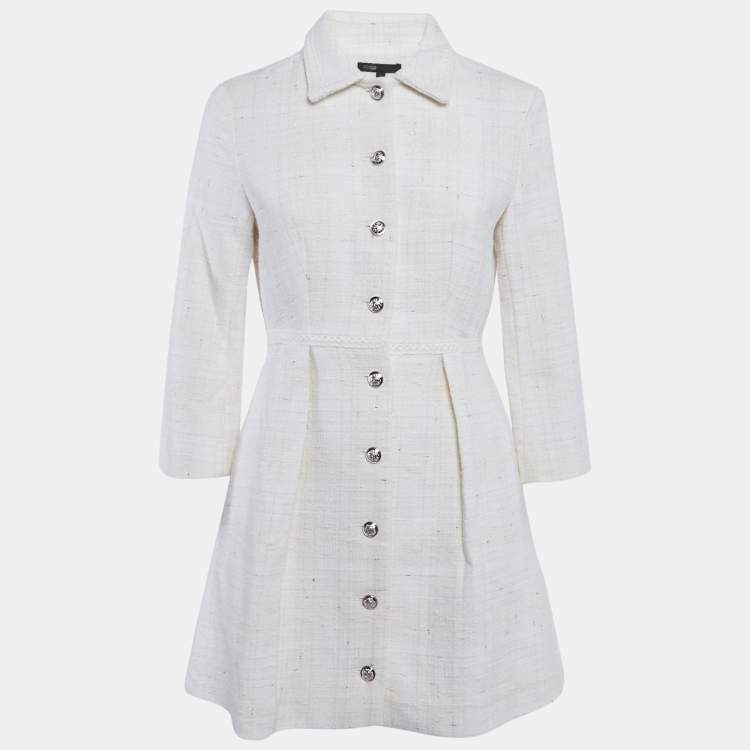 Pre Owned Maje Off White Tweed Button Front Short Dress S
