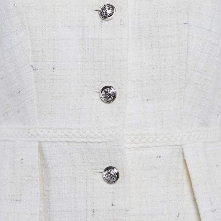 Pre Owned Maje Off White Tweed Button Front Short Dress S