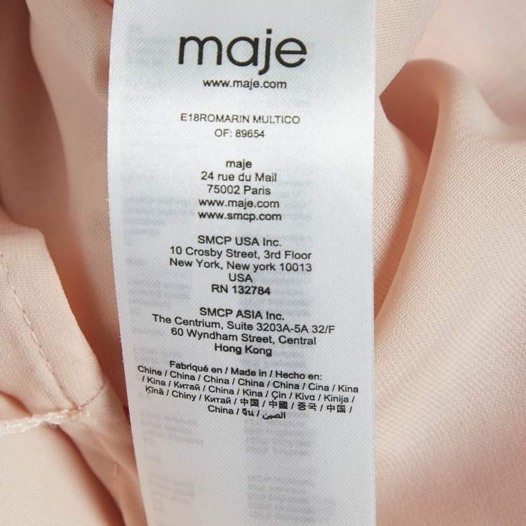 Pre Owned Maje Pink Lace Short Sleeve Midi Dress S