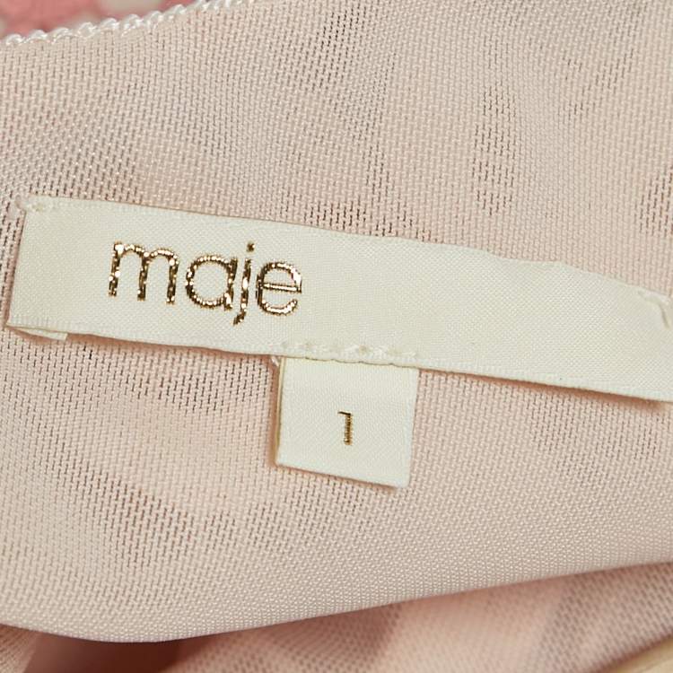 Pre Owned Maje Pink Lace Short Sleeve Midi Dress S