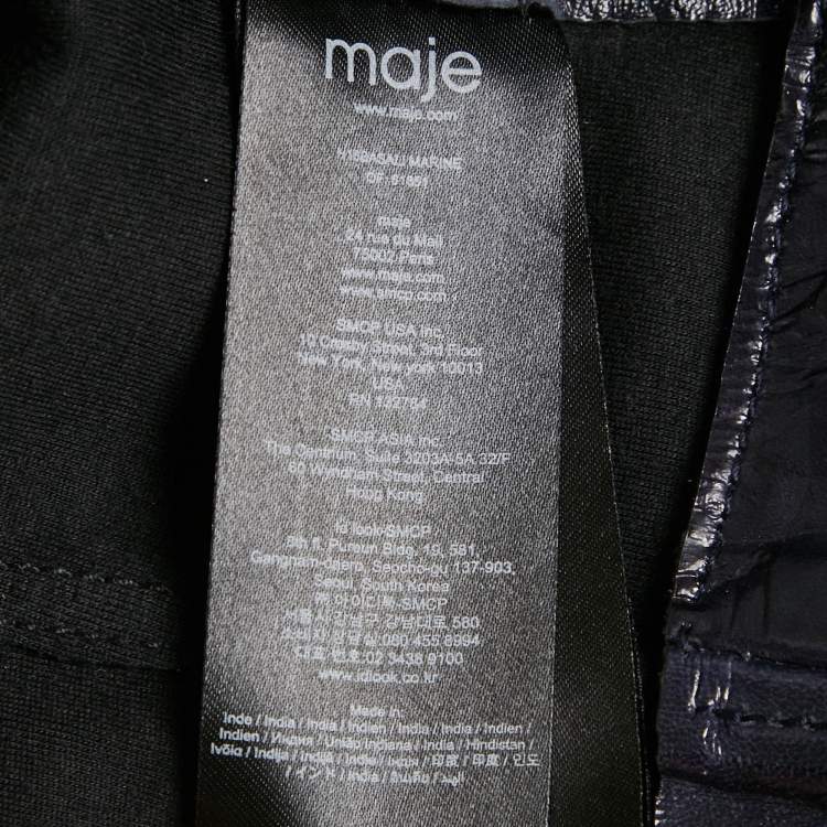 Pre Owned Maje Marine Blue Leather Zip-Up Basali Jacket S