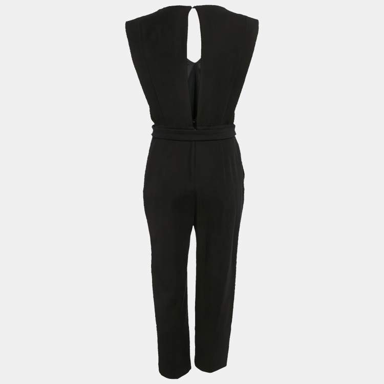 Pre Owned Maje Black Cotton Blend V-Neck Sleeveless Plana Jumpsuit L