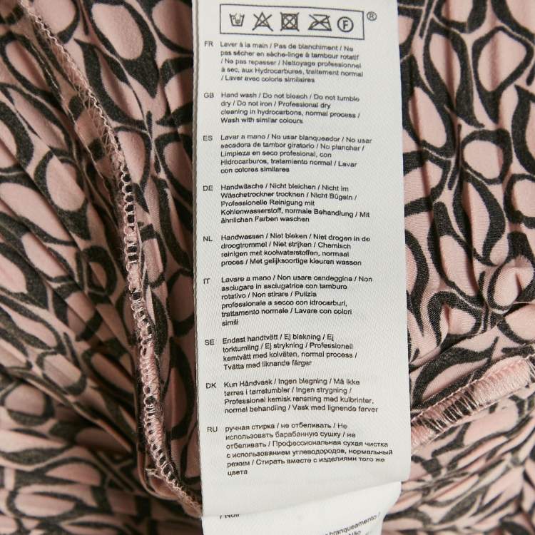 Pre Owned Maje Pink/Black Printed Crepe Pleated Mini Dress S