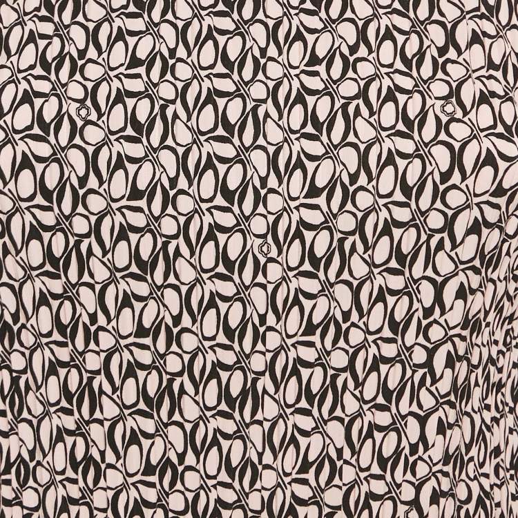 Pre Owned Maje Pink/Black Printed Crepe Pleated Mini Dress S
