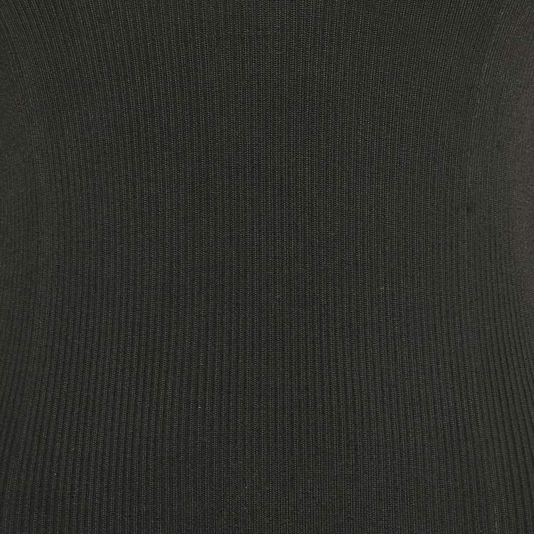 مملوكة مسبقًا Maje Black Rib Knit Strappy Flared Midi Dress L