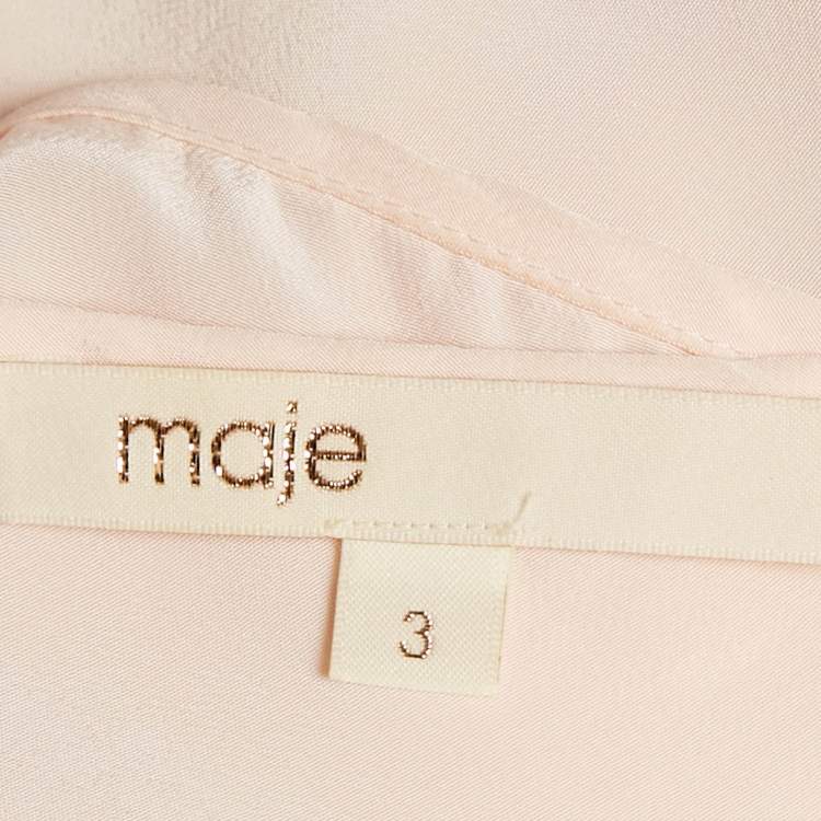 Pre Owned Maje Peach/Orange Organza Button Front Long Sleeve Shirt L
