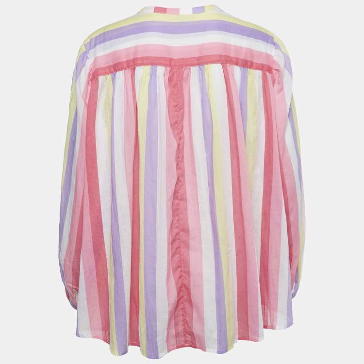 Pre Owned Maje Multicolor Candy Stripe Crepe Oversized Blouse M
