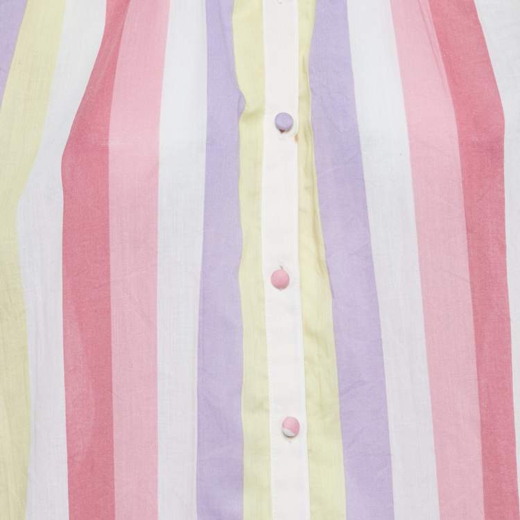 Pre Owned Maje Multicolor Candy Stripe Crepe Oversized Blouse M