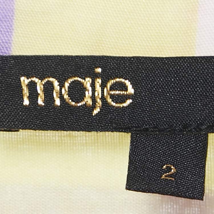 Pre Owned Maje Multicolor Candy Stripe Crepe Oversized Blouse M