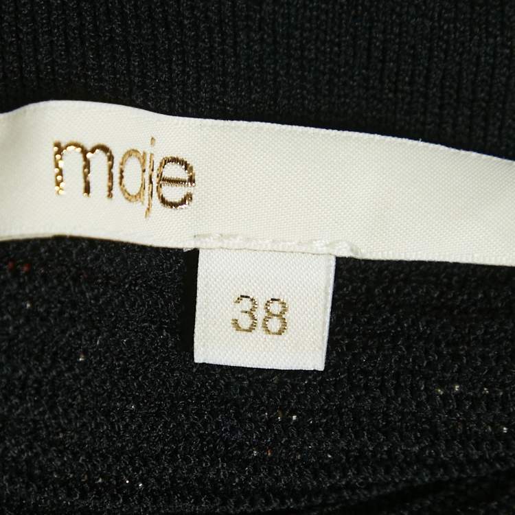 Pre Owned Maje Black Patterned Knit Top and Skirt S/M