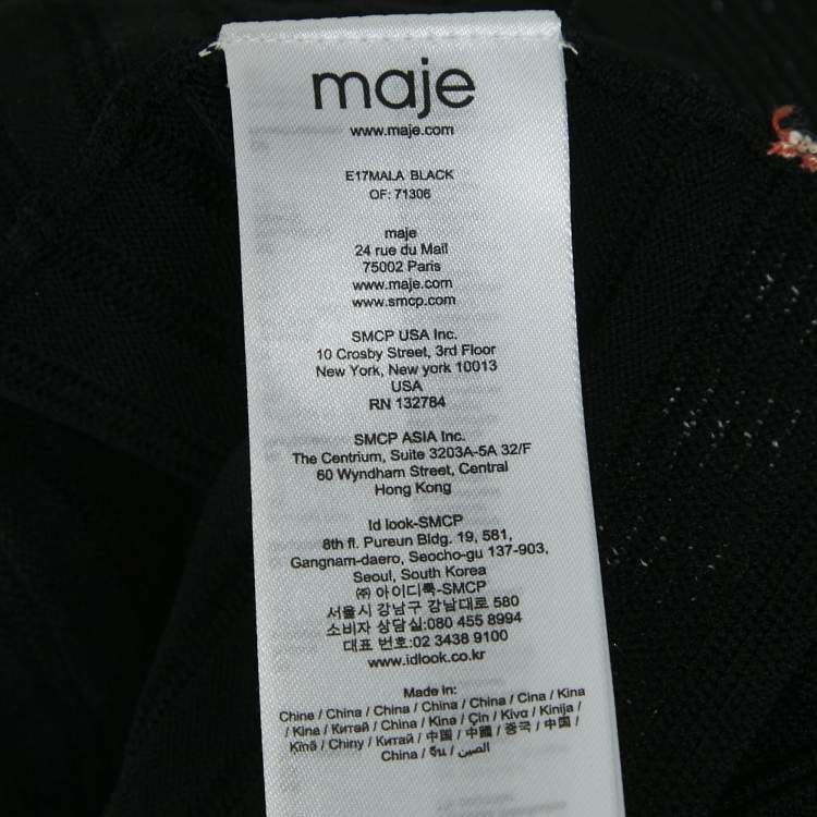 Pre Owned Maje Black Patterned Knit Top and Skirt S/M