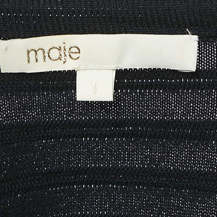 Pre Owned Maje Black Patterned Knit Top and Skirt S/M